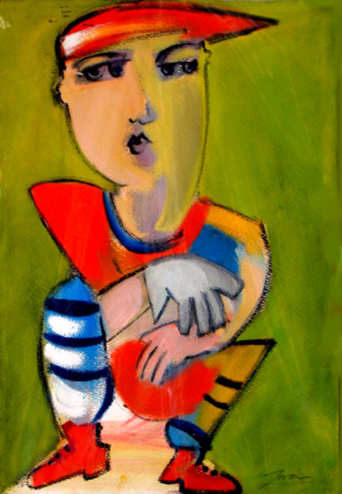 Jugador Oil Paper Figure Painting