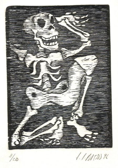 Calaca Woodcut