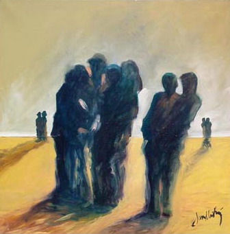 Parejas en playa chica de Cartagena Oil Canvas Figure Painting