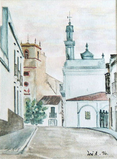 EL CRISTO DESDE LA CALLE CONSTITUCIÓN Watercolour Paper Landscaping