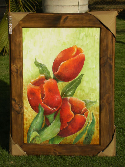 TRES VECES VIDA Acrylic Panel Floral Painting