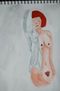 Acuarela de mujer semidesnuda