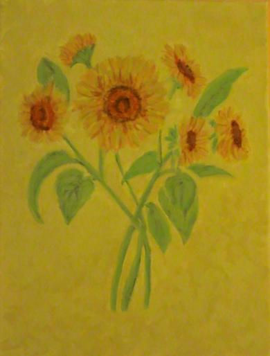 toscana. Girasoles en casa. Acrylic Canvas Floral Painting