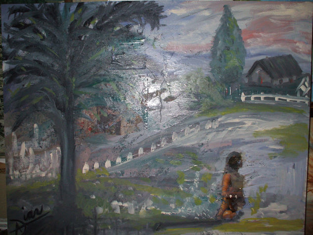 mujer mirando el tiempo Oil Canvas Landscaping