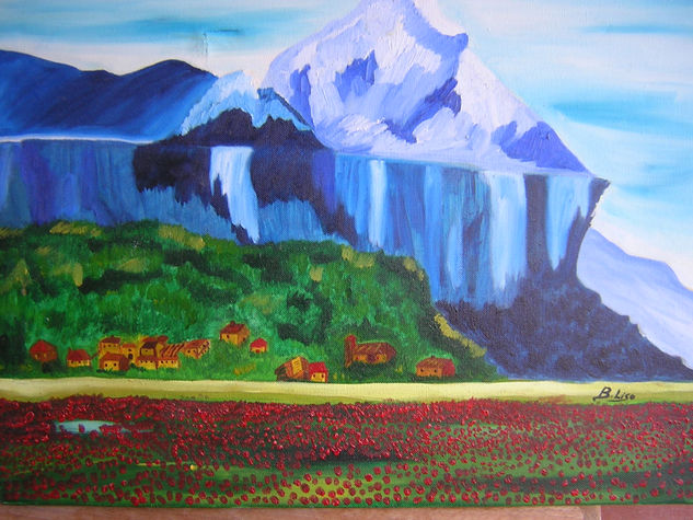 acantilado en la nieve Oil Canvas Landscaping