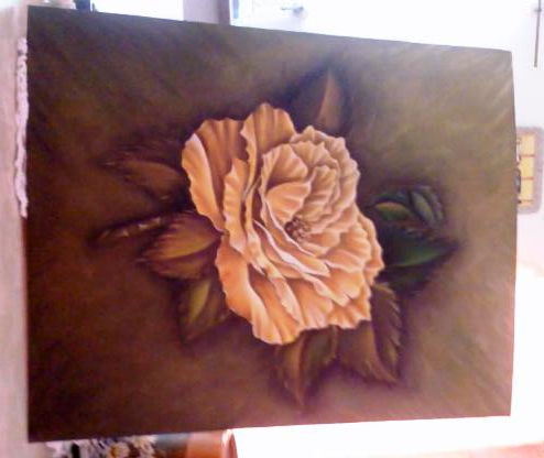 Rosa Amarilla Oil Panel Floral Painting