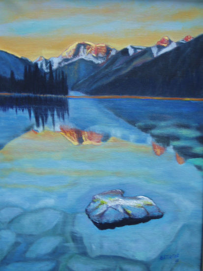 lago en la montaña Oil Canvas Landscaping