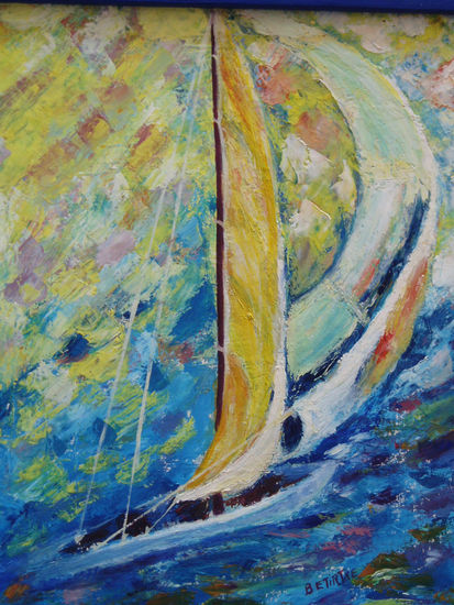 velero solitario Oil Canvas Marine Painting