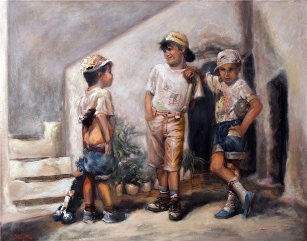 Los del barrio Oil Canvas Figure Painting