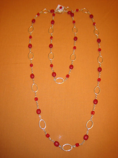 Collar de cristales rojos y facetadas con cadenas Costume jewellery Jewellery and costume jewellery