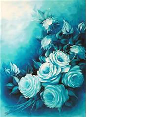 Rosas Azuis Óleo Lienzo Floral