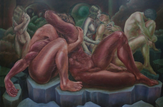 Tres momentos de una relación Oil Panel Nude Paintings