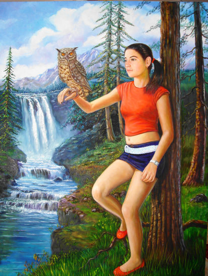 ALICIA Y EL BUHO REAL Oil Canvas Landscaping