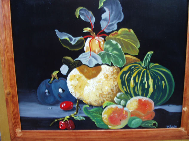 calabazas. Oil Panel Still Life Paintings