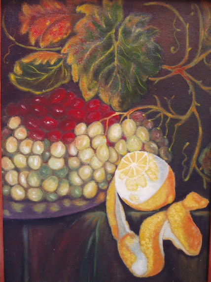 Uvas y naranja.