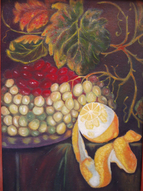 Uvas y naranja.