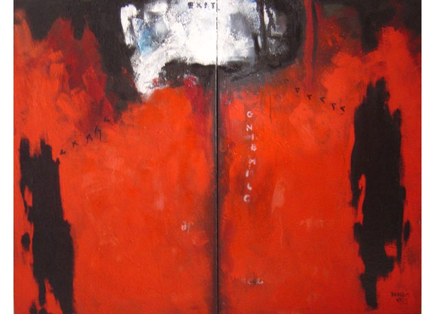 Exit Mixed media Canvas Figure Painting