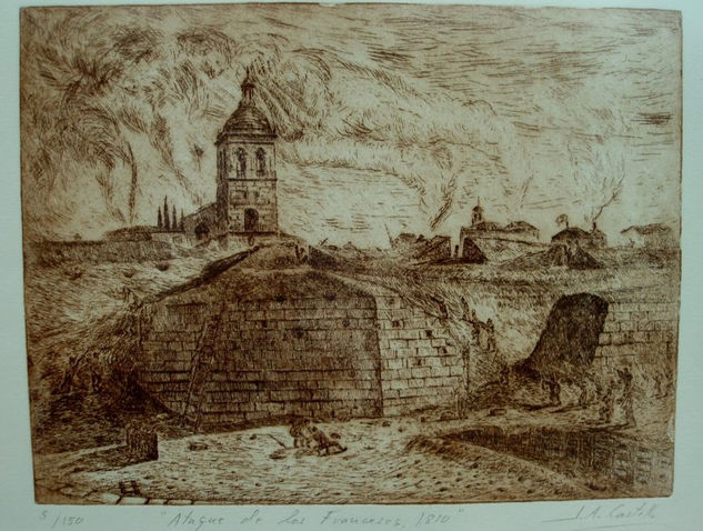 "Ataque de los Franceses, guerra de la independencia.Ciudad Rodrigo" Etching Process