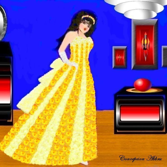 Vestido de fiesta con flores en relieve