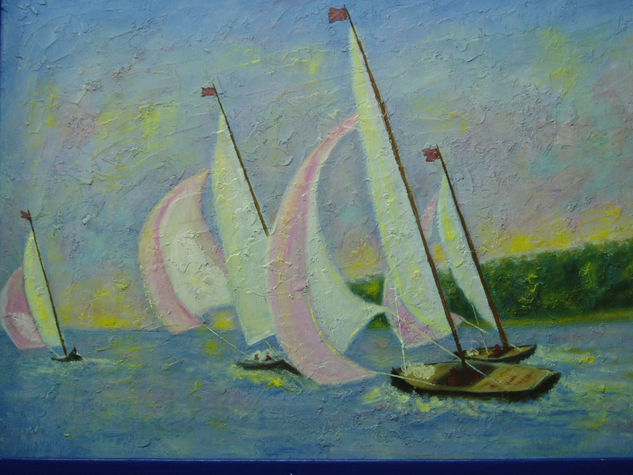 velas al viento Oil Panel Marine Painting