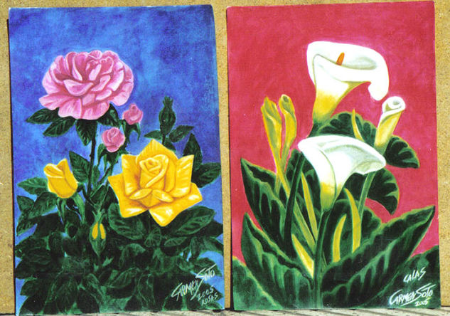 ROSAS Y TULIPANES Oil Canvas Landscaping