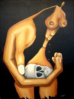 LA MADRE Y SU HIJO DE PUTA Oil Canvas Figure Painting