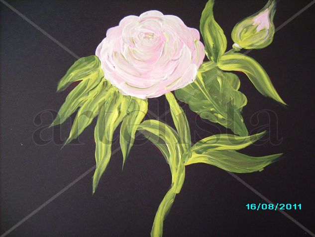 Rosa blanca Acrylic Canvas Floral Painting