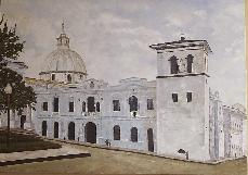 Torre del Reloj y Catedral de Popayán Óleo Lienzo