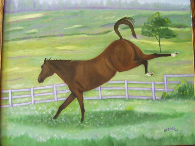 caballo negro Oil Canvas Animals