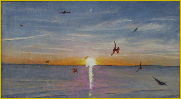 atardecer Oil Canvas Marine Painting