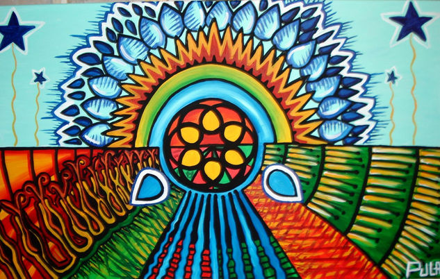 sol mandala Acrílico Lienzo Paisaje