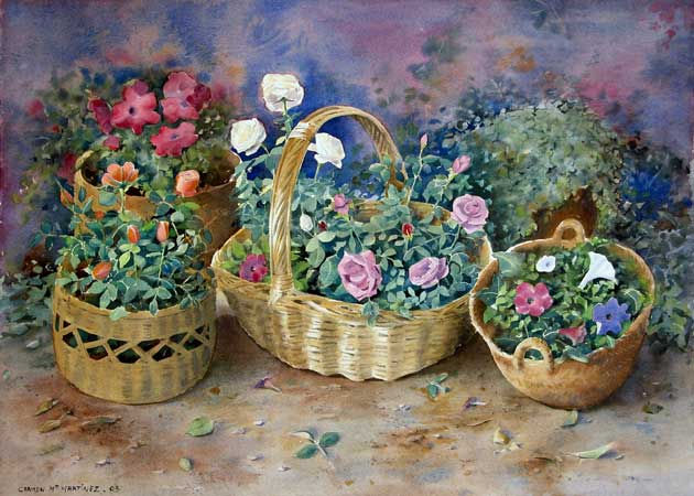 canasto de flores Watercolour Paper Floral Painting