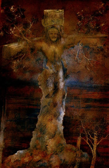 El Cristo más famoso de México un óleo por Alberto Thirion Óleo Papel Figura