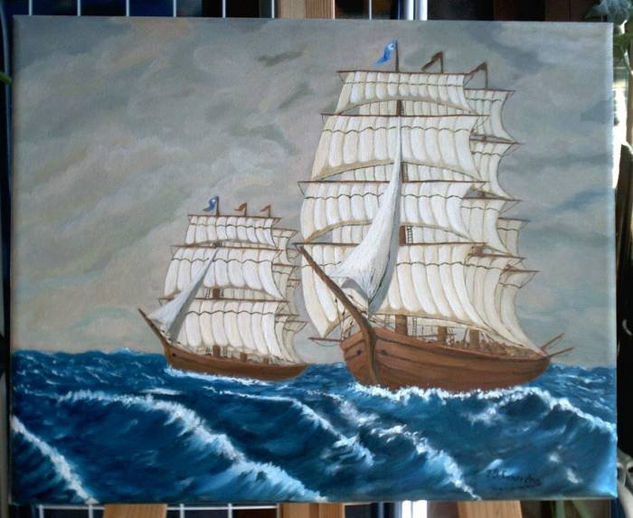 Velas de mar Oil Canvas Marine Painting