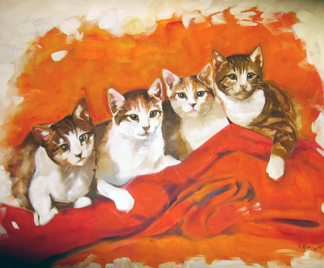 gatitos Oil Canvas Animals