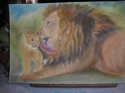 León y su cría