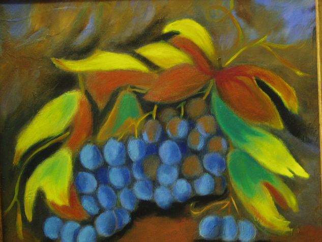 uvas. Oil Panel Still Life Paintings