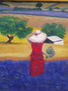 mujer en campo de lavanda.