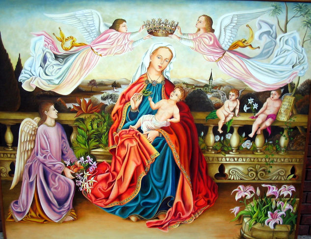 coronación de María Oil Canvas Figure Painting