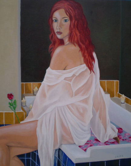 Baño de rosas Oil Paper Figure Painting