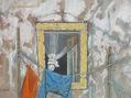 Ventana con ropa tendida
