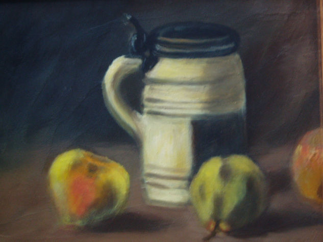 jarra y peras Oil Panel Still Life Paintings