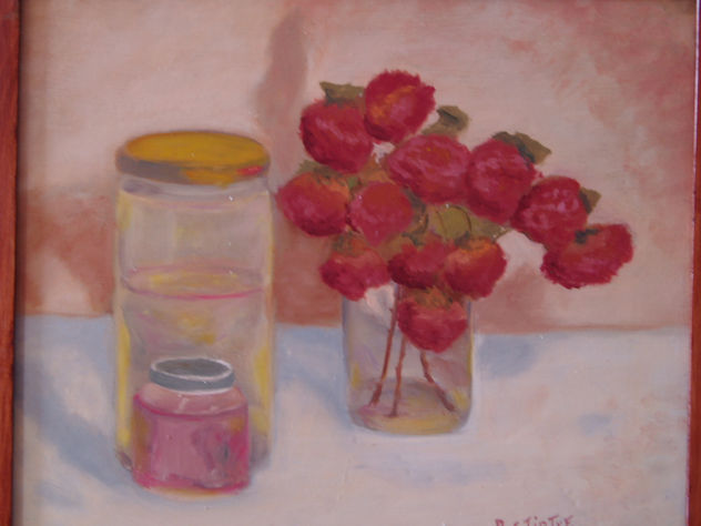 frascos y rosas.