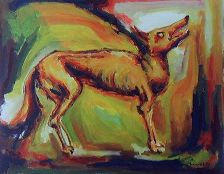 'Perro de mil batallas' Acrylic Canvas Animals