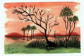 Paisaje africano al anochecer