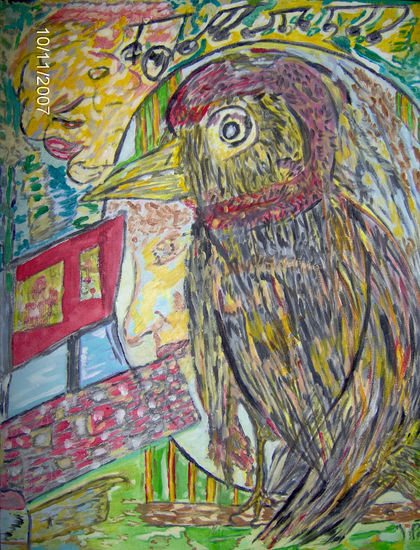 el pajaro del ordenador Oil Canvas Figure Painting