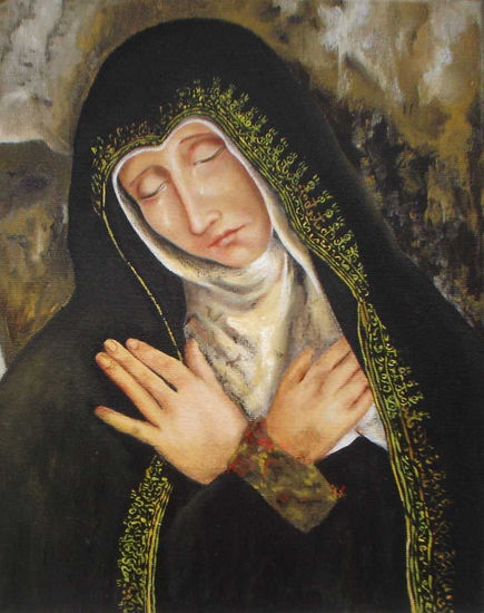 La Virgen Triste Oil Canvas Portrait