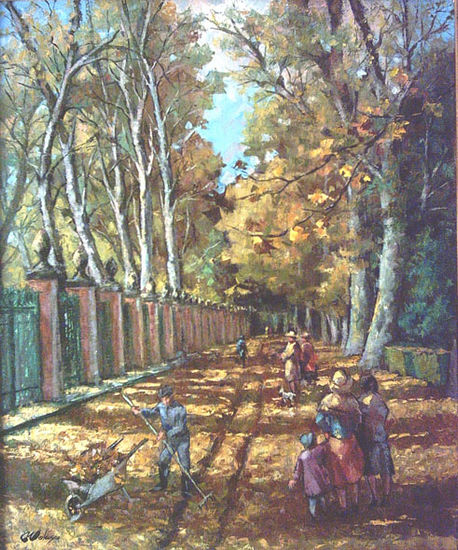 Paseo en Otoño Oil Canvas Landscaping