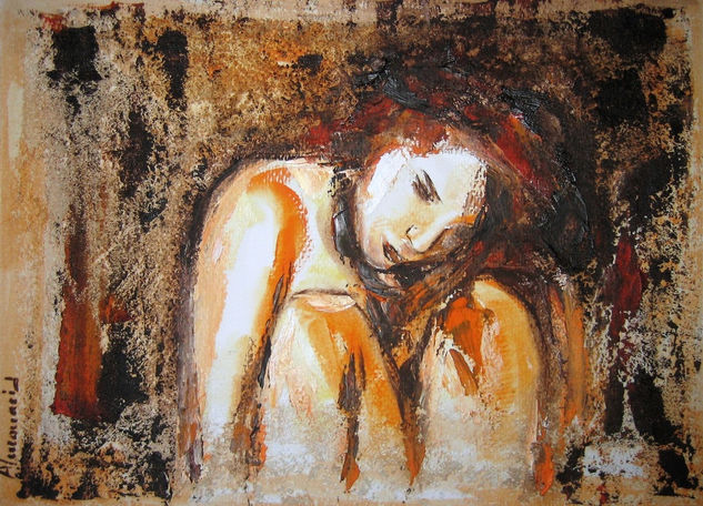 Pensamiento Oil Paper Figure Painting