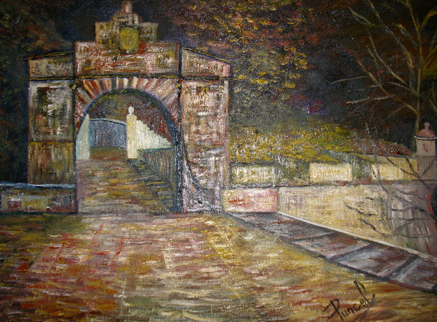 portal de francia de noche Oil Canvas Landscaping